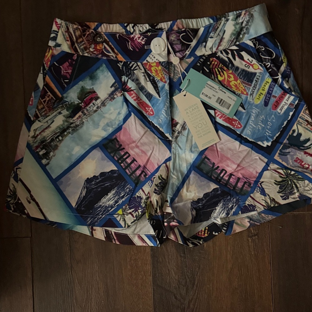 High-Waist Printed Women’s Shorts - Blue Multi
